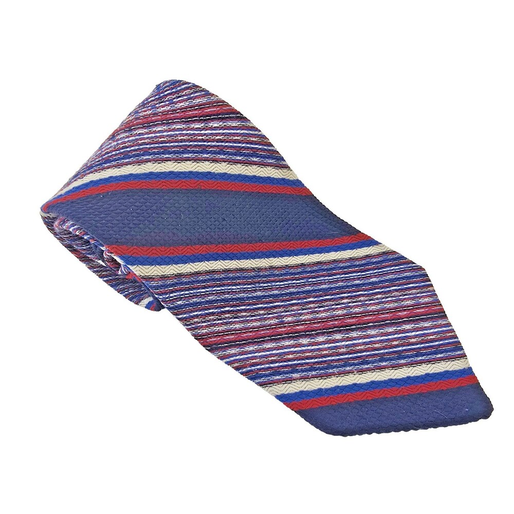 Longchamps for Kleinhans Co. 100% Polyester Tie, Red, White & Blue Striped VTG